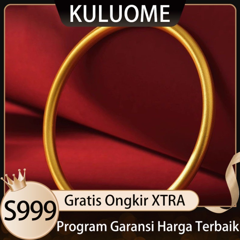 KULUOME Gelang Tradisional Buatan Tangan Vietnam Cincin Gelang Emas Pasir Polos untuk Wanita Gaya Na