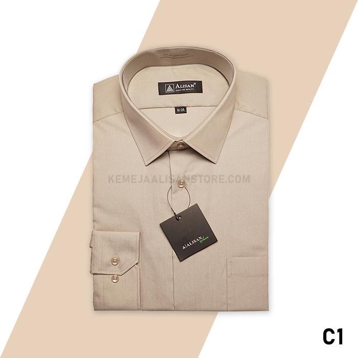SALE - KEMEJA ALISAN POLOS ORINAL COKLAT PANJANG REGULER (C1, C2, C6, C7) - C1, 14½ (S)