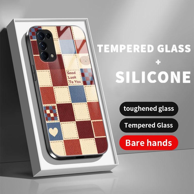 Hard Case Glass OPPO Reno5 4G 5G Reno7 Reno4 Reno2 F Z Reno 3 4 Lite K Reno6 Reno8 8T Reno11 Silikon