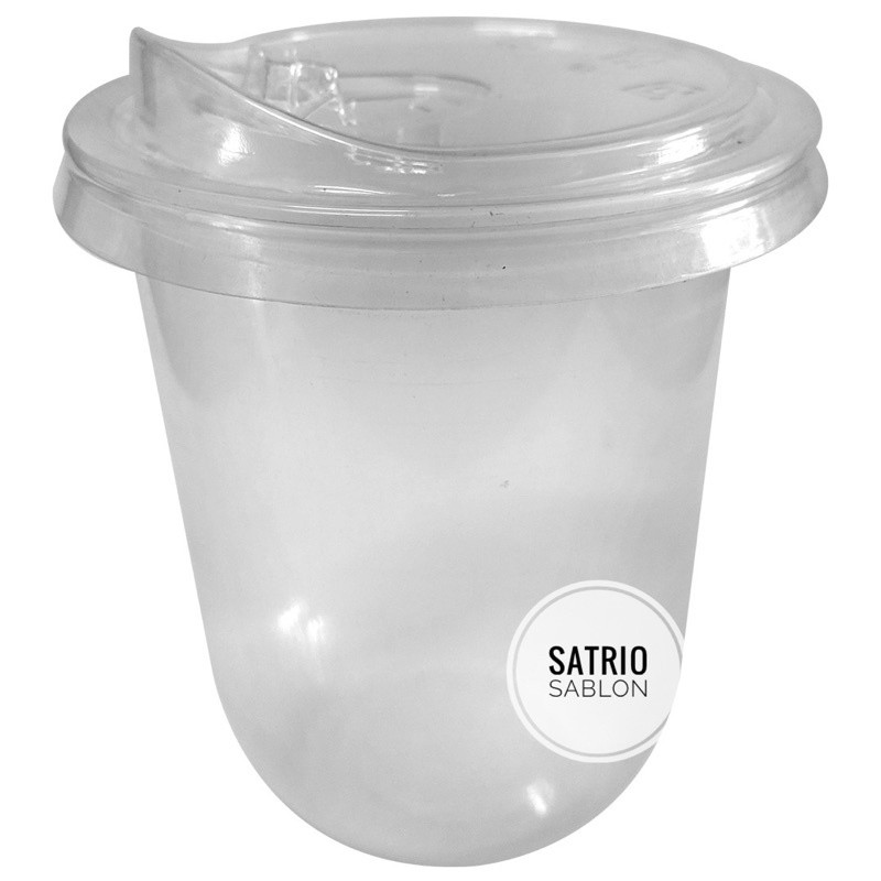 Promo (Harga per slop : 50 pcs) Gelas Plastik dan Tutup Strawless | tutup strawless gelas cup | tutu