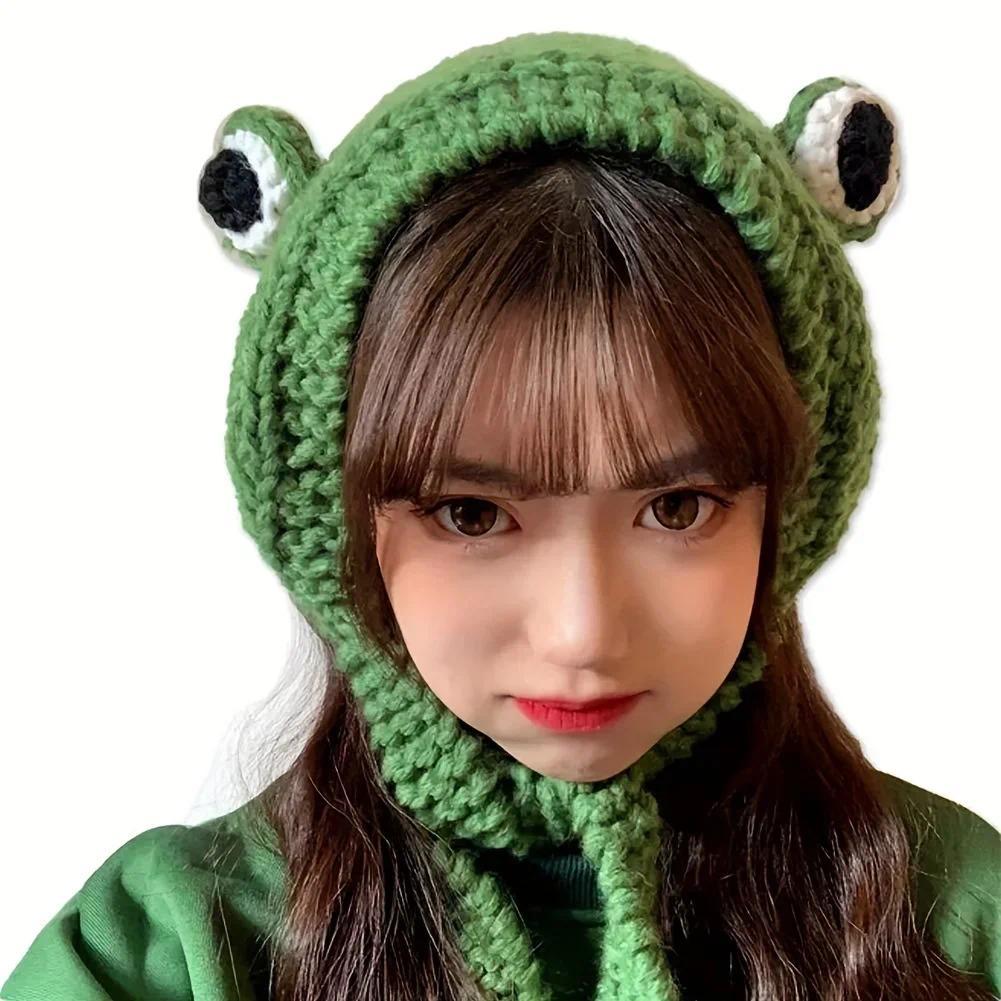 Cute Ladies Frog Hat Beanies Knitted Winter Hat Skullies Knitted Hat Cap Costume Accessory Gifts War