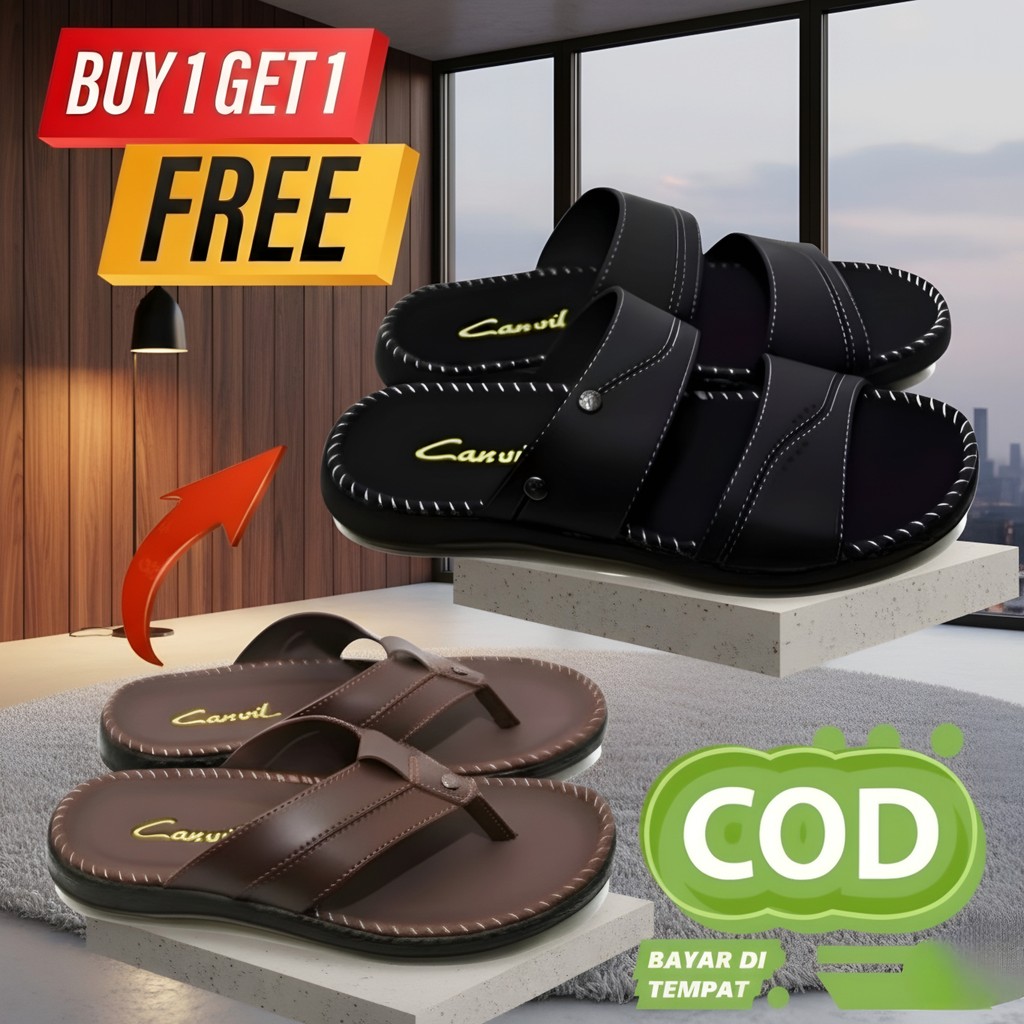 SANDAL PROMO KEKINIAN ELEGANT KEREN KASUAL LOKAL PRIA TERBARU JAPIT CARVIL SELOP KULIT DEWASA
