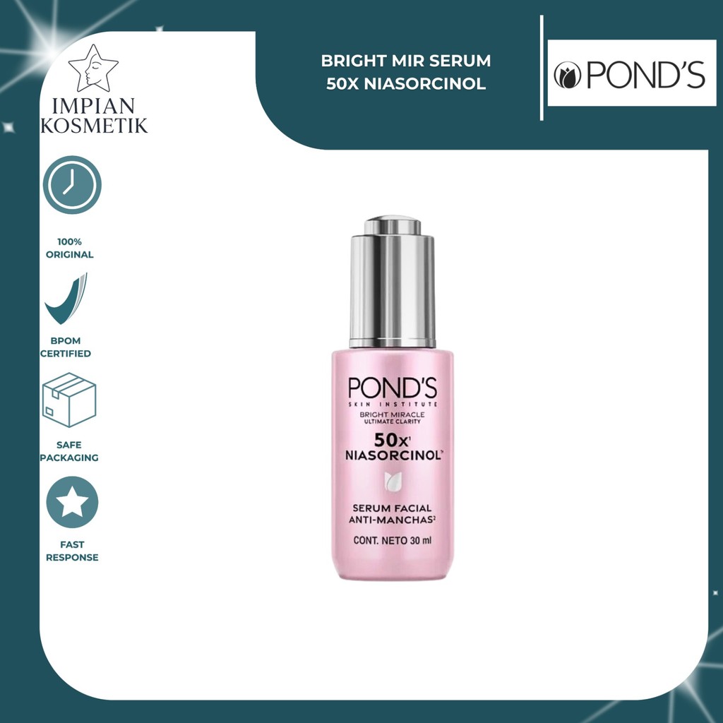 IMPIAN KOSMETIK PONDS BRIGHT MIRACLE SERUM 50X NIASORCINOL | TRIPLE GLOW FACE SERUM MEMPU MENCERAHKA