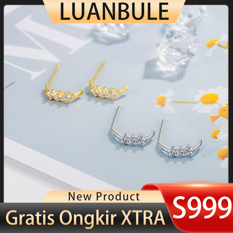 LUANBULE Anting-anting Stud Perak S999 Untuk Wanita Emas Baru