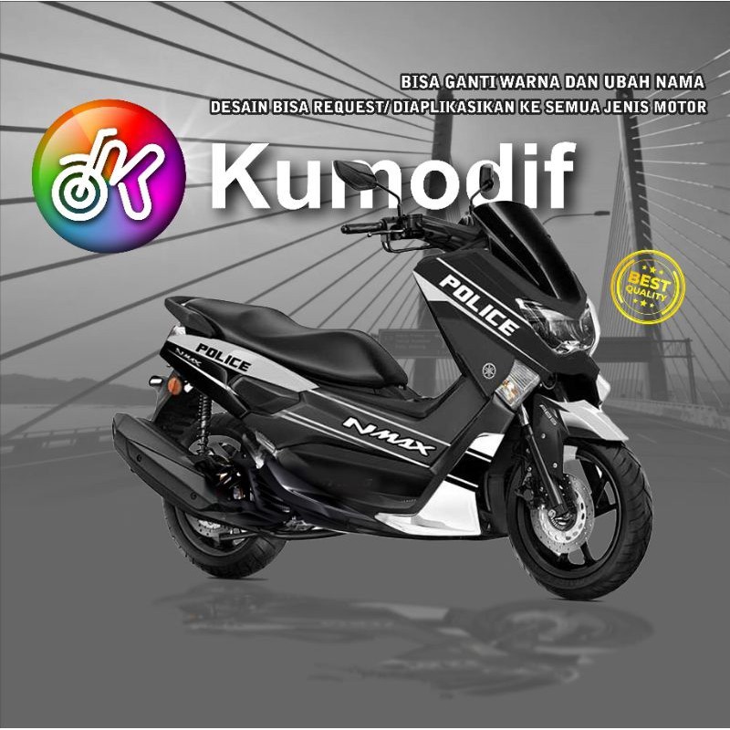 Sticker Decal NMAX motif Police Hitam full body