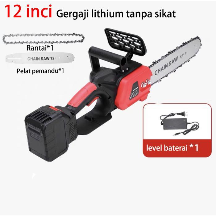 REAIM Gergaji Listrik Rantai Brushless12 Inch Chainsaw tanpa kabel daya tinggi gergaji kayu gergaji 