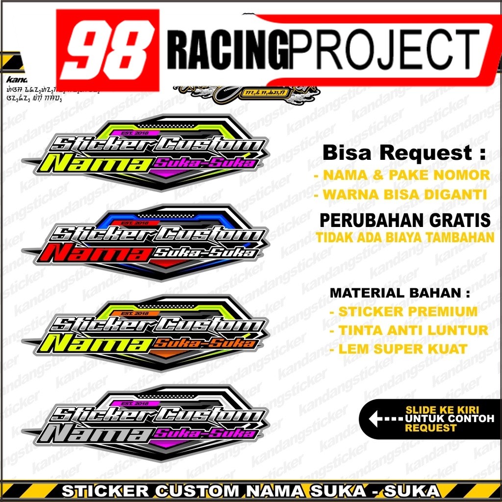 Stiker Racing Custom Satuan Nama Suka Suka Sticker Custom Stiker Timbul Sticker Motor Stiker Toko St