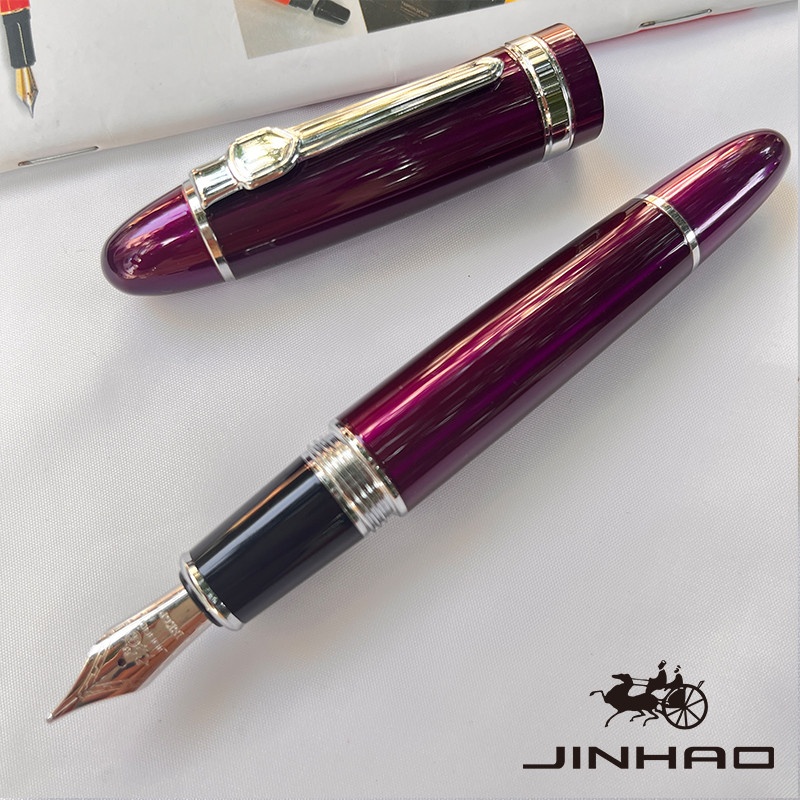 1 PCS JINHAO 159 Classic Design SIlver Trim Calligraphy Irium Business Pen With Converter