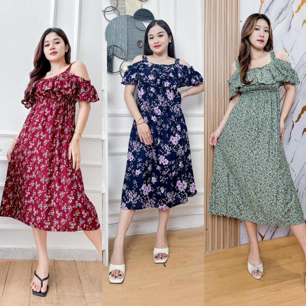 DASTER PUTRI BALI - MARION DASTER RAYON BALI Dress Motif Nyaman Panjang Casual Printing Wanita Kain 