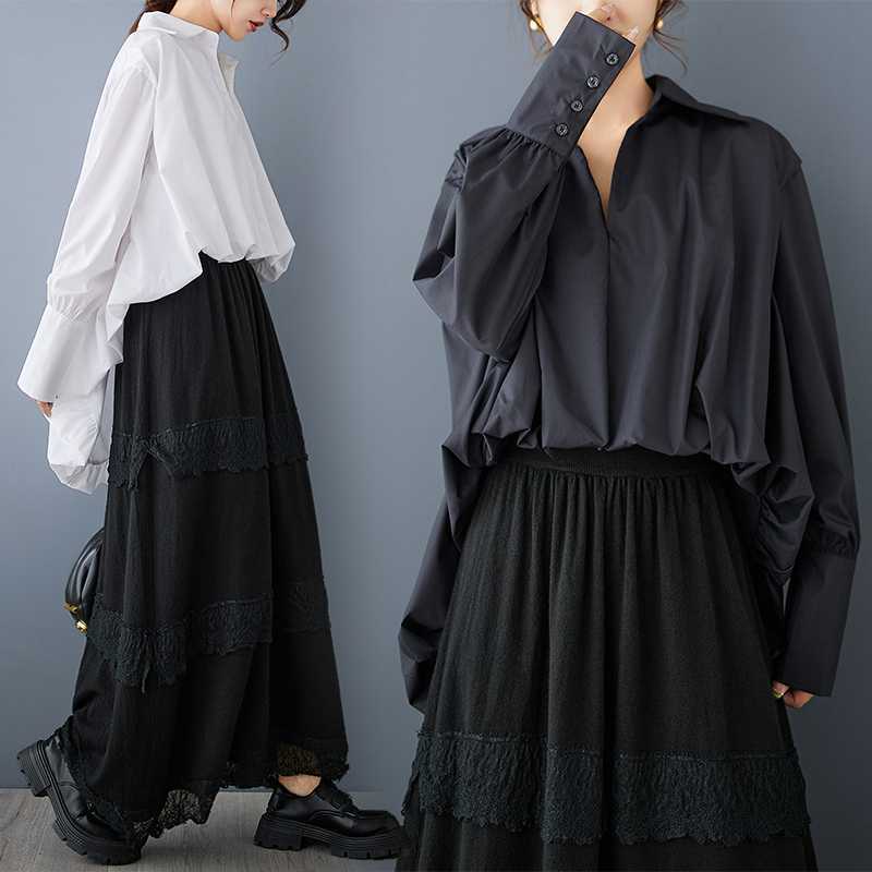 Folded double-layer spliced shirt