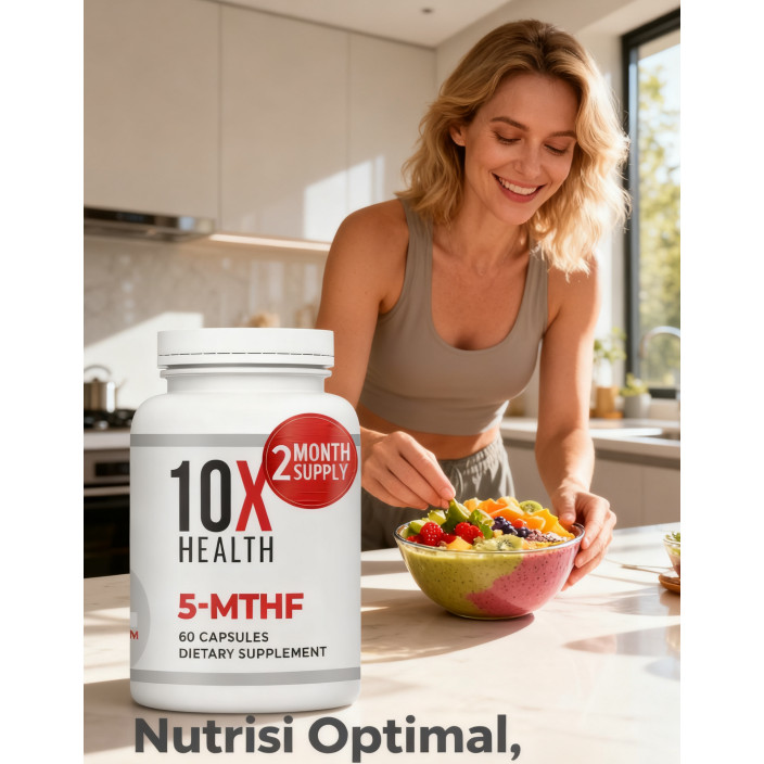 10x Health 5-MTHF + Hemp Oil 1400mg - Vitamin B Aktif & Omega untuk Pencernaan & Energi CO892