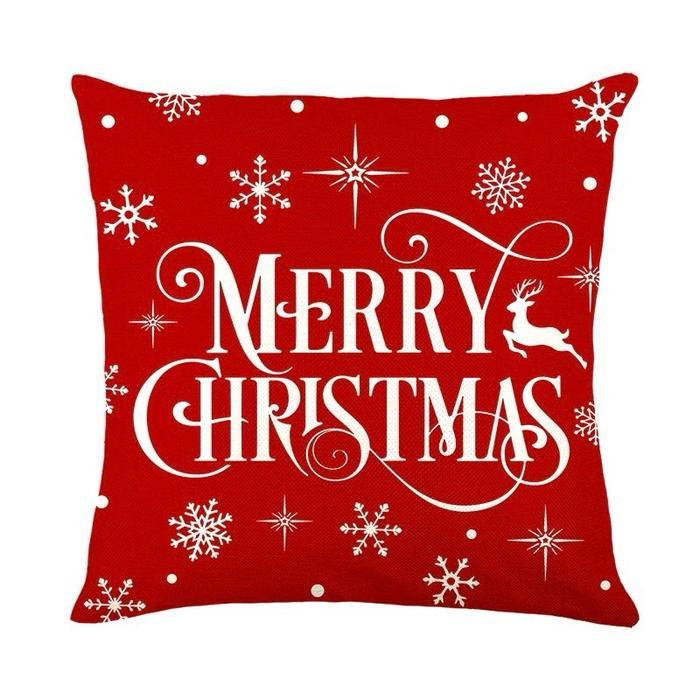 "TNKSYU" - ￼40 X 40 CM TANPA BANTAL LINEN 2 SISI Sarung Bantal Sofa Nuansa Natal LINEN RAMI Hiasan N