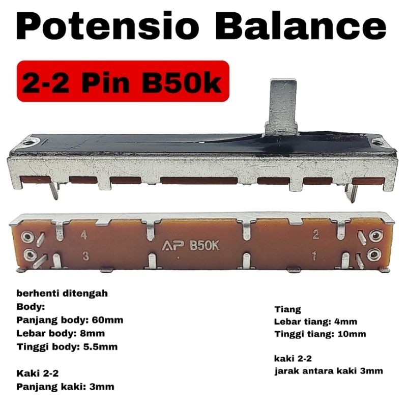 Potensio Balance 6cm 2-2 pin 50k Potentio Mixer 6 cm Kaki 2 2