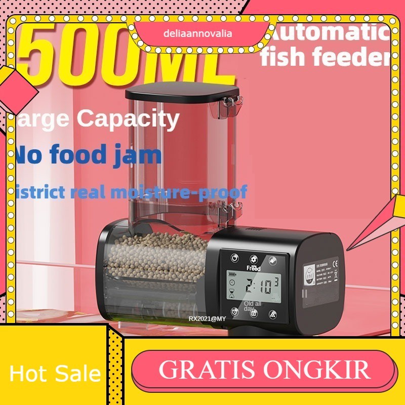 Fish Feeder 500ML Display Feeder ikan otomatis Automatic Pet Feeder tempat makan ikan otomatis