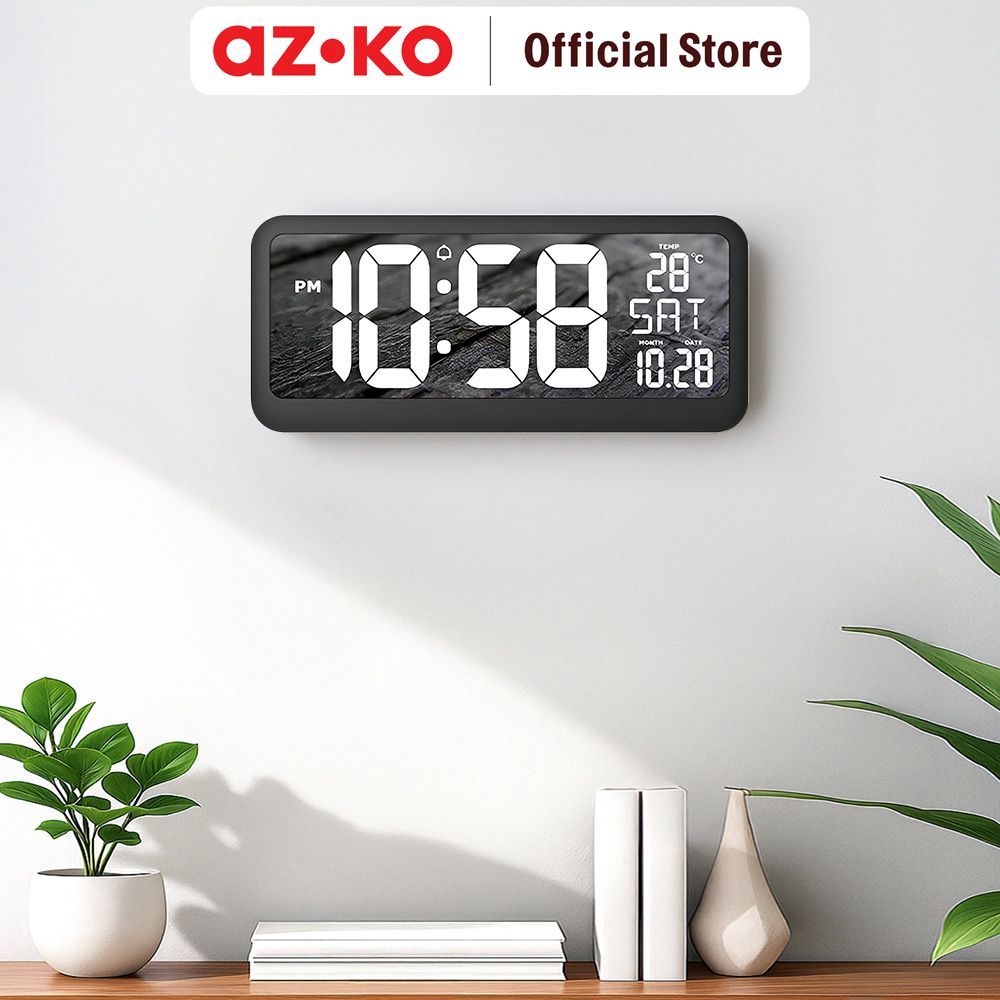 AZKO Forhom Jam Dinding Led Digital - Hitam Wall Clock Jam Tembok Digital Aesthetic Dekorasi Rumah H