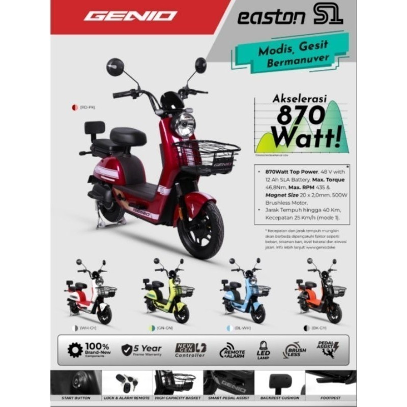 Sepeda Listrik GENIO EASTON S1 EASTON X2 Easton SL1 E Bike United