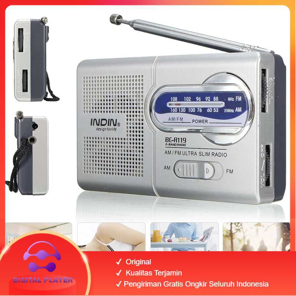 Radio Receiver AM FM Portable Telescopic Antenna with Speaker - BC-R119