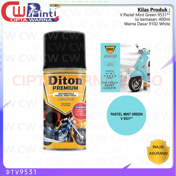 Cat Semprot Diton Premium Vespa Color Pastel Mint Green Hijau V 9531** - A7 CWS