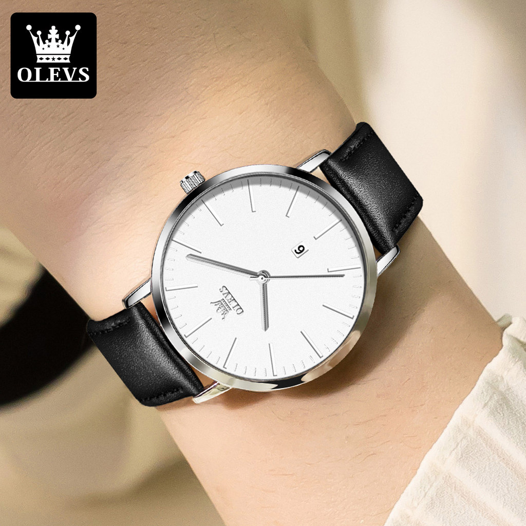 OLEVS Jam Tangan Wanita Original 100% Tali Jam Tangan Perempuan Kulit Analog Anti Air Quartz COD 500