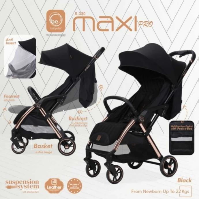 Stroller BabyElle Maxi Stroler Baby Elle Roda 3 Kereta Dorong Bayi - Black