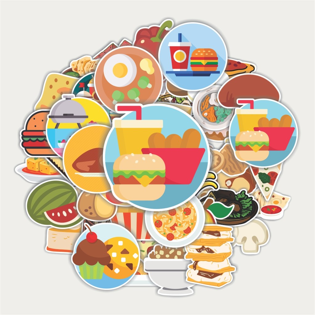 Sticker Pack Stiker Food | Sticker TUMBLR | Stiker LAPTOP KOPER HELM