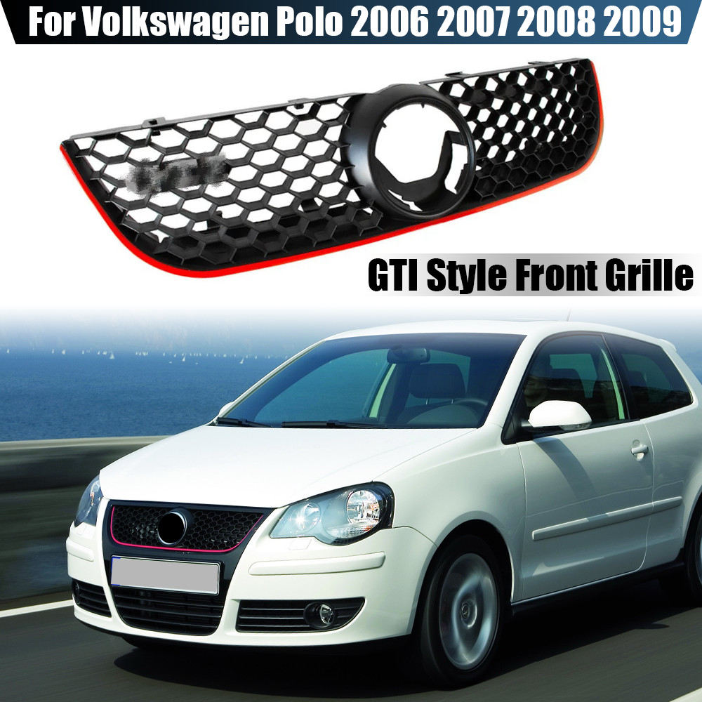 GTI Style Car Front Bumper Centre Grill Panel Grille For Volkswagen VW Polo 2006 2007 2008 2009 Hone