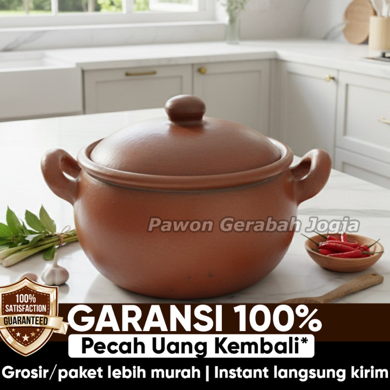 Gerabahku Jogja | Panci Tanah Liat Jumbo Kuali Kendil Gerabah Rebus Sayur Godog Jamu Herbal  Diamete