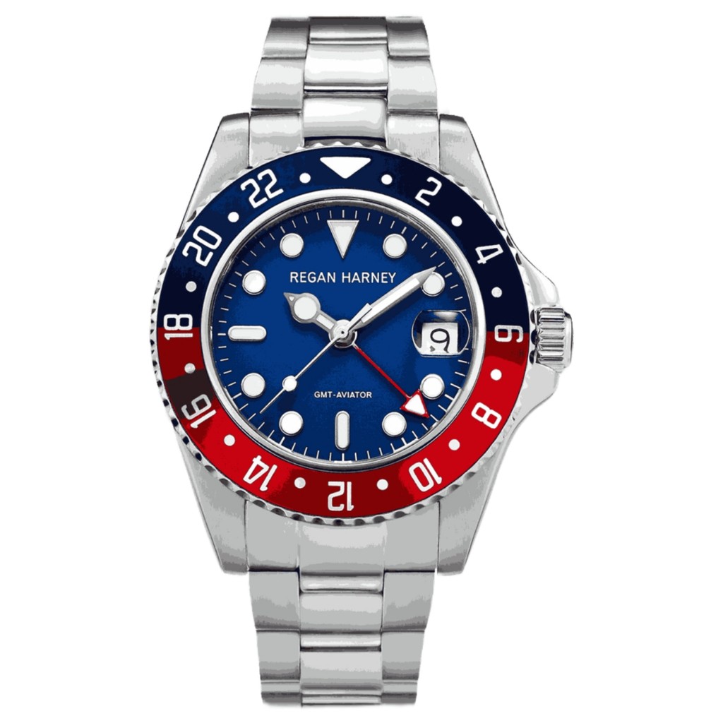 GMT Aviator Blue Red Watch / Jam Tangan Branded Original