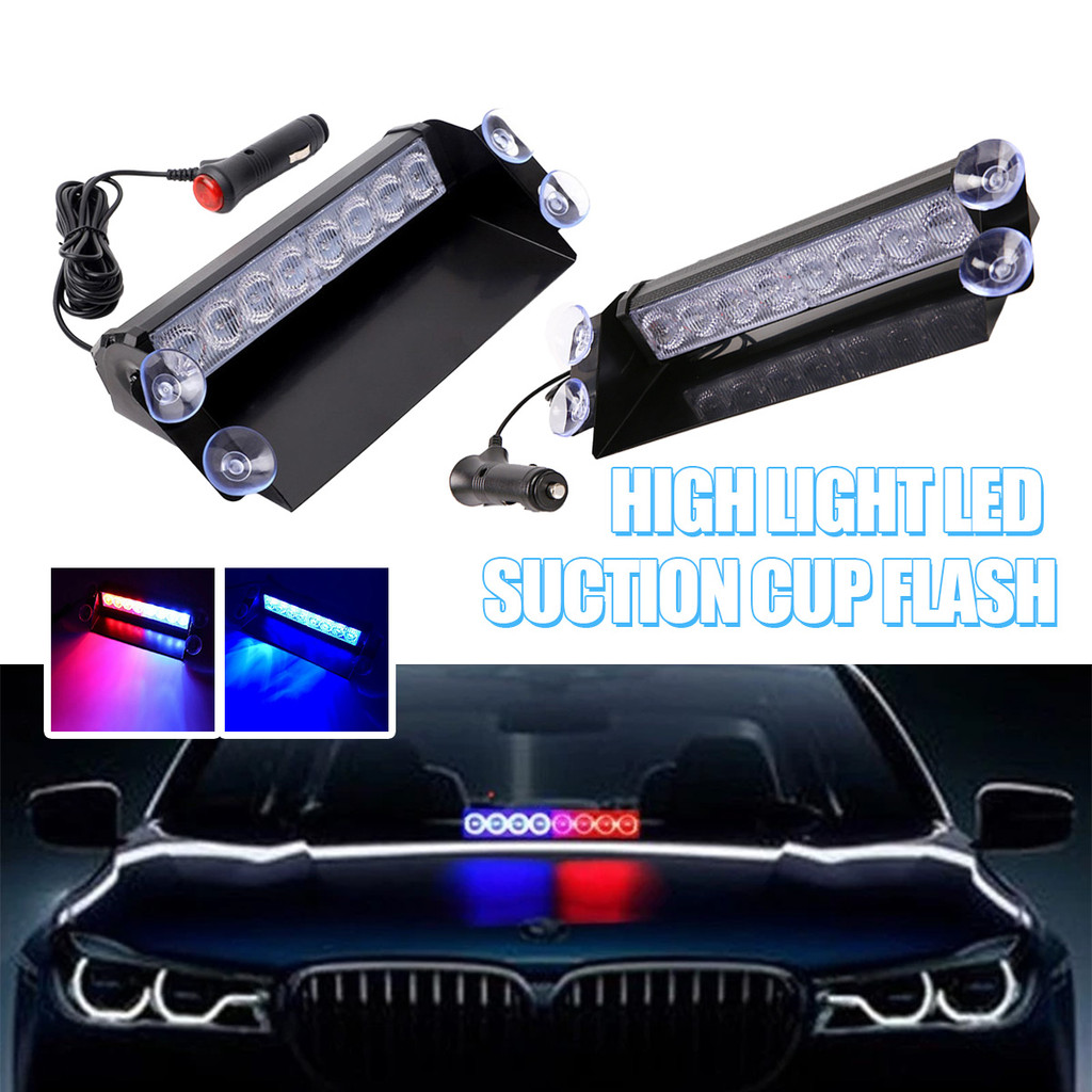 1PC lampu strobo mobil patwal biru Bahan aluminium berkualitas tinggi Lampu Suction Cup Kaca Depan 8