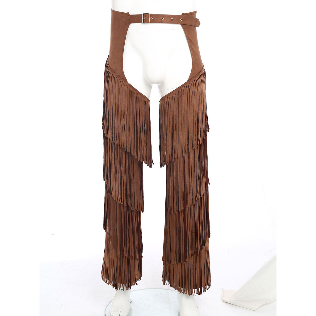 Mens Vintage Stylish Hippie Cowboy Chaps Pant Stylish Crotchless Motorcycle Gothic Punk Pants for Ca