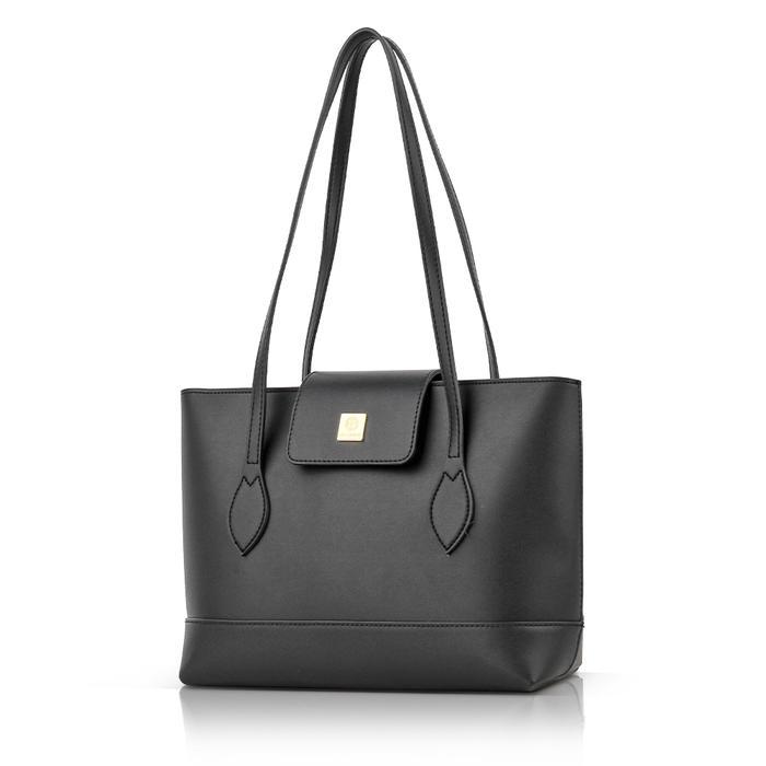 Tas Bahu Les Catino Bali Flap Tote + FREE Folding Box Les Catino L - Black
