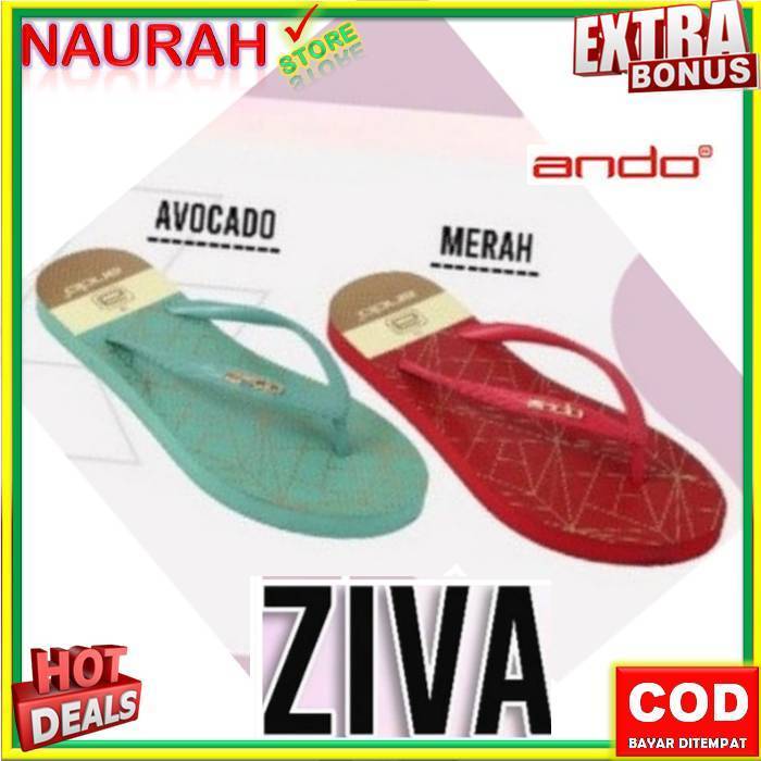 Sendal Jepit Ando Ziva Sandal Jepit Wanita Motif Garis Warna Original Anti Slip Karet Rubber