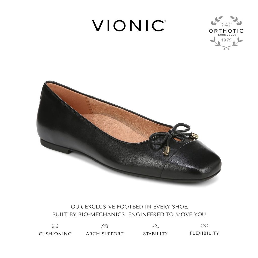 Vionic Klara Black Flat Shoes Wanita