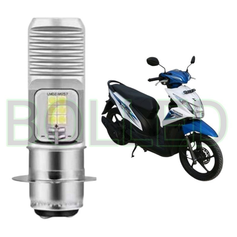 1pcs Lampu depan LED H6 12 Mata Putih terang motor Honda Beat FI 2014 2016 BLD