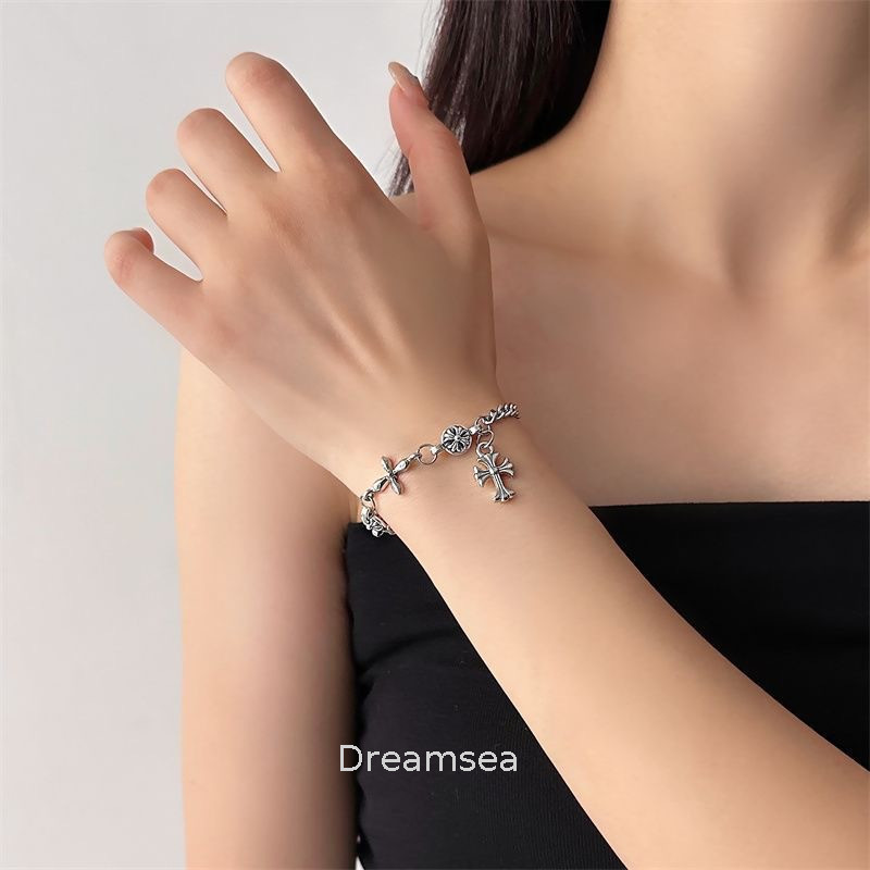 COD Unisex Cross Stitch Trendi Gelang Gaya Keren Niche Kelas Atas