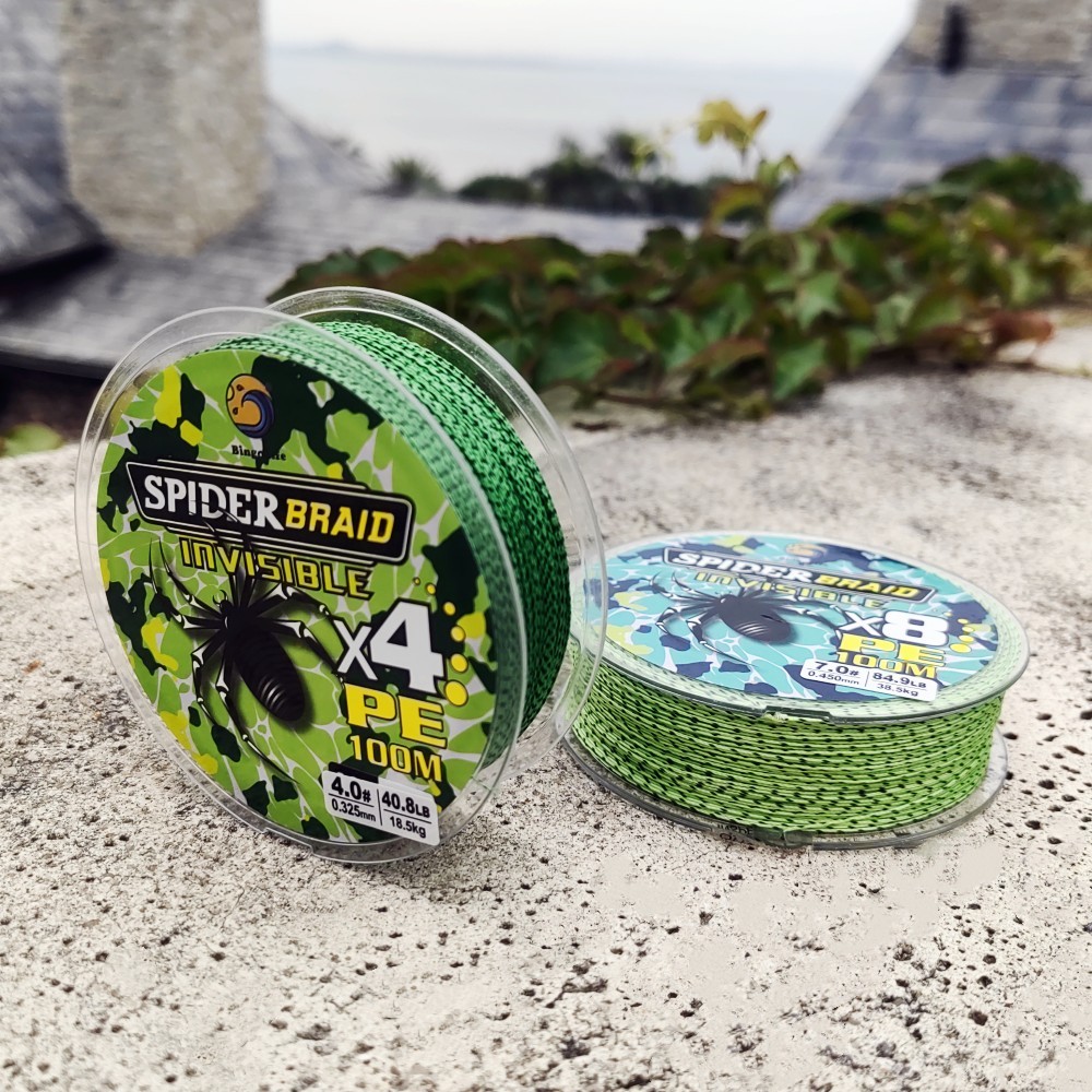 Bingolife Senar Pancing Kepang PE X4 X8 100m Warna Hijau Biru Spotted Tahan Aus Kuat 6.8kg-45.9kg Ha