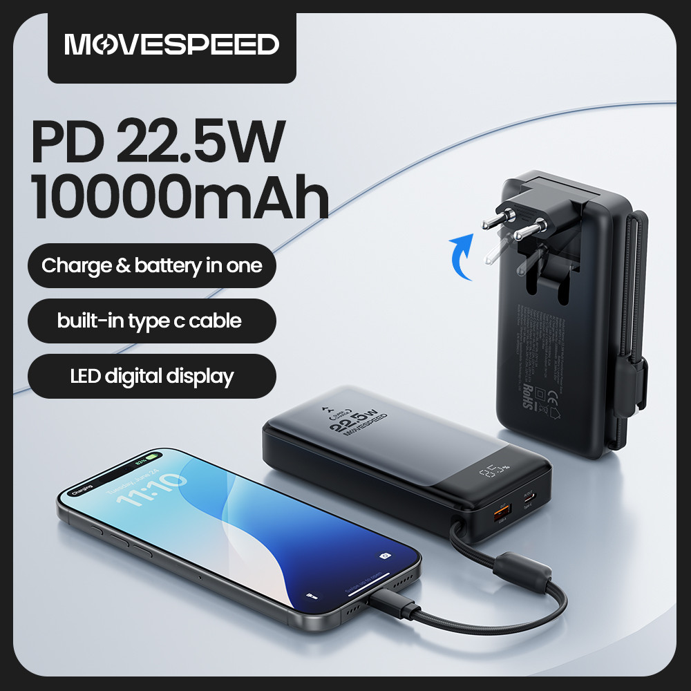 MOVESPEED MSP17 Power Bank 10000mAh 22.5W Portable Fast Charger and Battery in one Powerbank with Fo