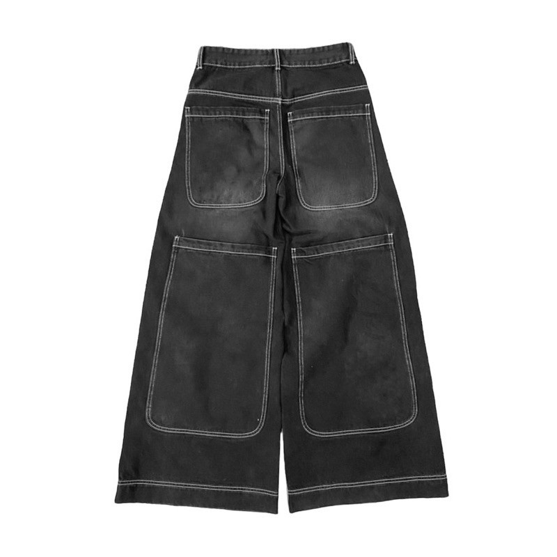 BISA COD 11.11 READYSTOCK - Four Pockets Wide Leg Jeans | Celana Skate Big Pocket Y2K JNCO | Denim O