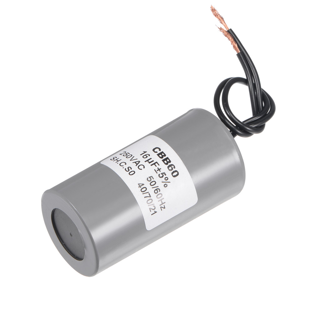 CBB60 Run Capacitor 16uF 250V AC 2 Wires 5060Hz Cylinder Motor Running Capacitor 75x38mm for Air Com