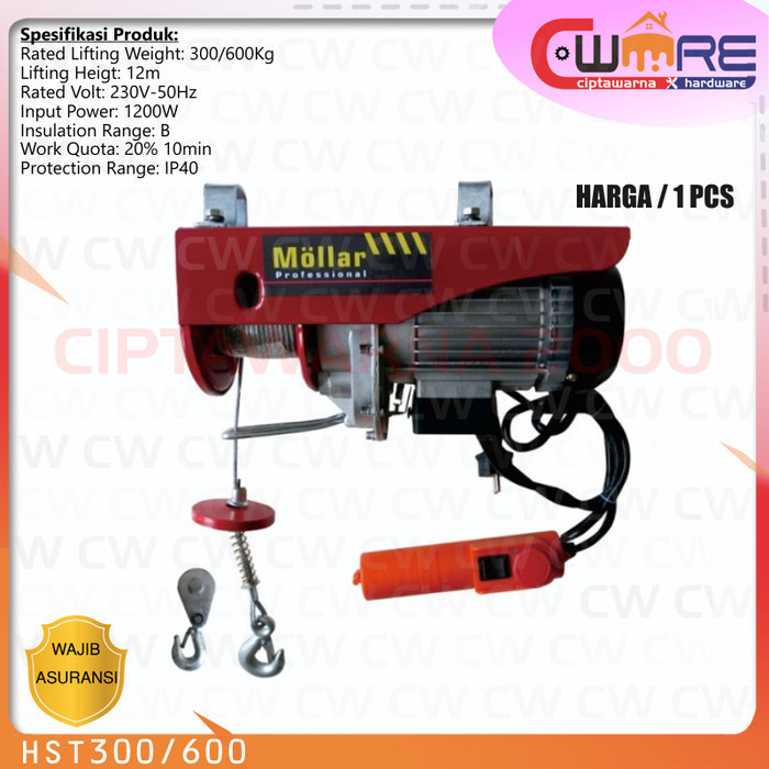 Mollar Katrol Catrol Listrik Mini Electric Elektrik Hoist Mollar HST 600 kg - MLR CWTT