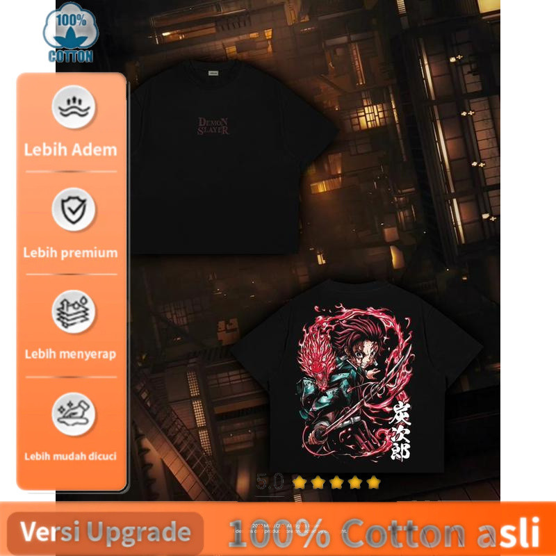 Kaos DEMON SLAYER [BOXY FIT] Kain Katun Tebal 20s 250GSM