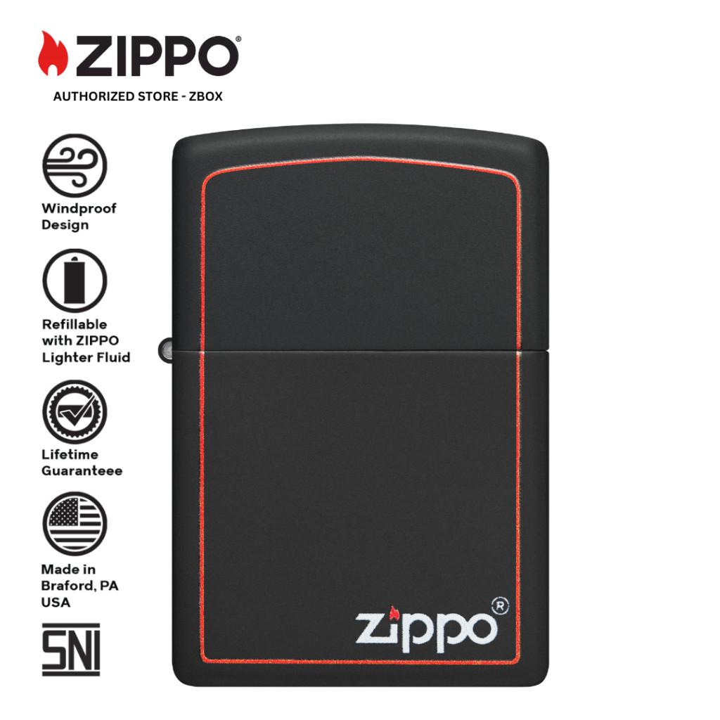 ZIPPO Original  218ZB Black Matte with Zippo Frame - Korek Api Windproof USA