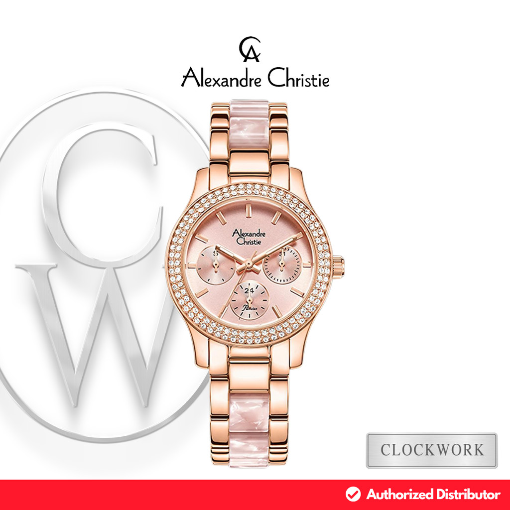 Jam Tangan Wanita Alexandre Christie Multifunction AC 2932 BFBRGPNPN2 Rantai Mewah Formal Rosegold D