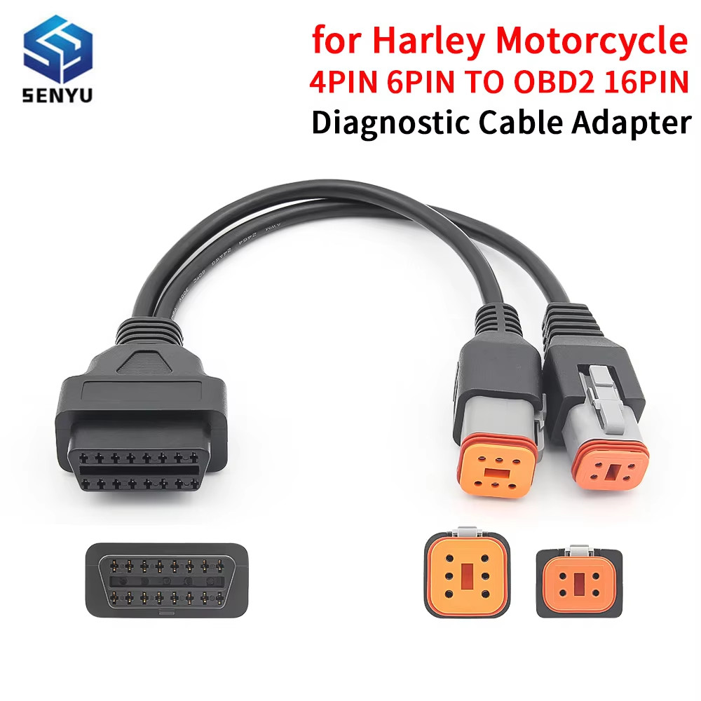 For Harley Davidson 4 pin 6 pin 2in1 OBD 2 Extension Cable Adapte Motorcycle agnostic Cable ELM327 S