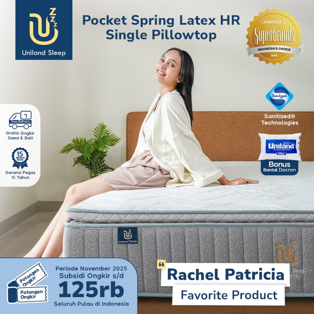 Uniland Sleep Kasur Pocket Spring Latex HR Single Pillowtop 30cm