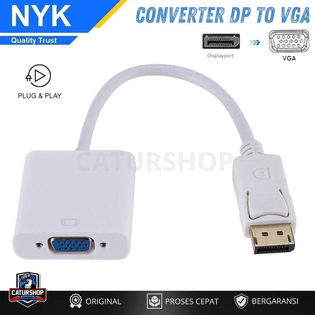 Converter DP To VGA NYK / Display Port To VGA / Kabel DP Ke VGA
