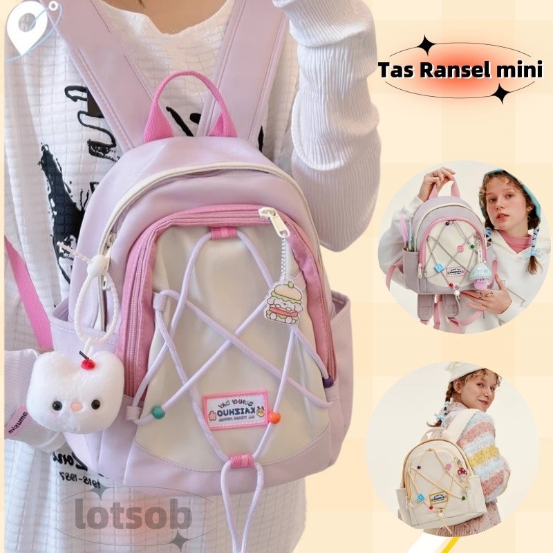 ( Linvera ) [Fashion] Tas Ransel Mini Wanita lucu Tas Sekolah Anak Perempuan Kecil Vintage Korea imp