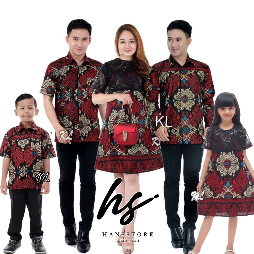 Baju Couple Dress Brokat Keluarga Pria dan Wanita Modern Batik Couple Keluarga Dress Natalan Motif M