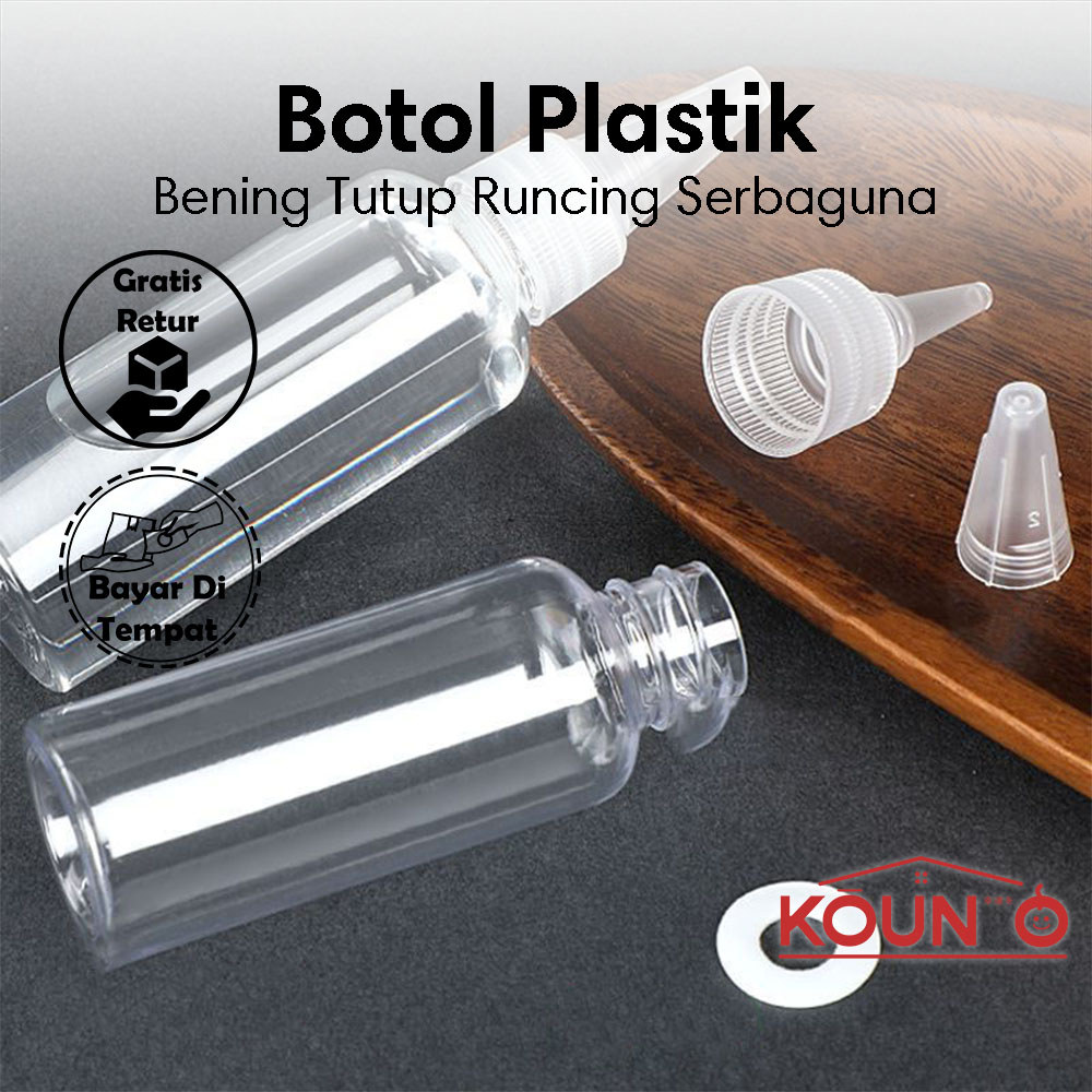 Botol Refill Mini Transfaran Model Nozzle Botol Refill Cairan Serbaguna Botol Plastik Kecil 50 ML Tu