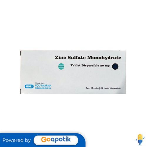 Zinc Sulfate Monohydrate 20 Mg Holi Box 100 Tablet